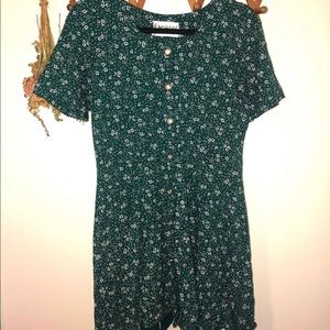 Green floral vintage dress